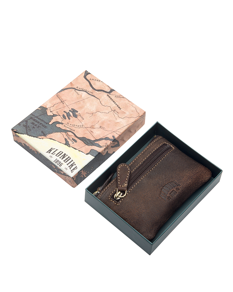 Ключница KLONDIKE «Luke», натуральная кожа в темно-коричневом цвете, 11 х 7,5 см KLONDIKE 1896 KD1000-03
